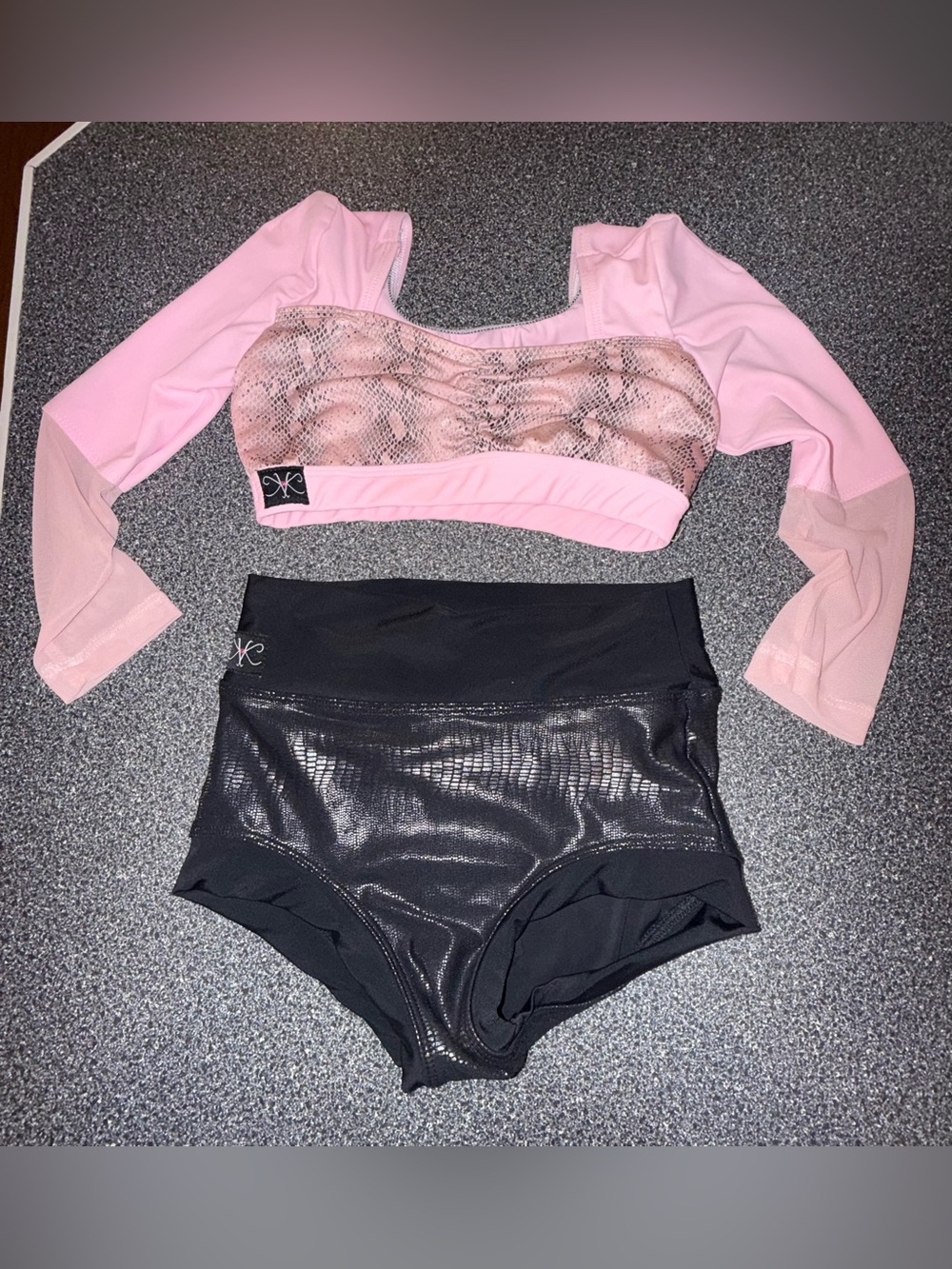 Kandi Kouture Dance Two-Piece Set Size Child Large (7/8)- Pink and Black